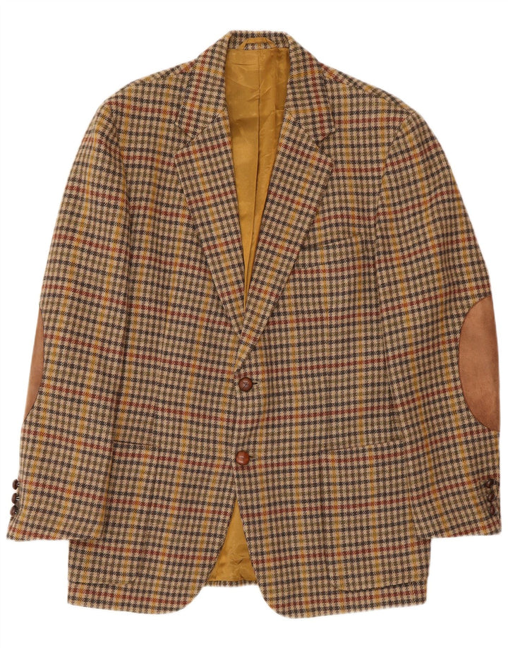 Henry Cottons Mens 2 Button Blazer Jacket IT 48 Medium Brown Houndstooth
