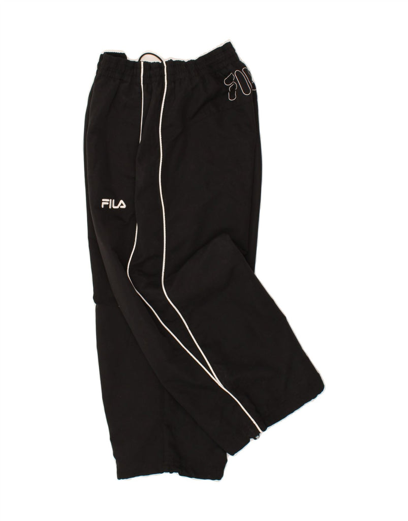 FILA Womens Graphic Capri Tracksuit Trousers UK 12 Medium Black Polyester | Vintage Fila | Thrift | Second-Hand Fila | Used Clothing | Messina Hembry 