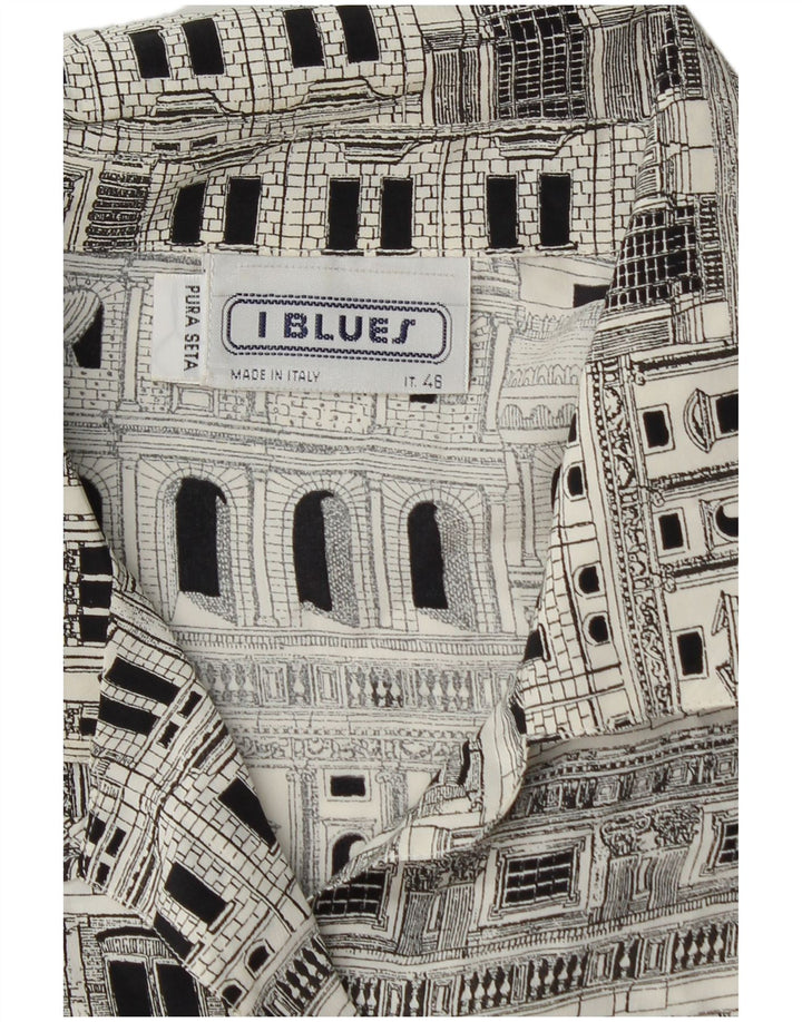 I BLUES Womens Graphic Shirt Blouse IT 46 Large Black Silk