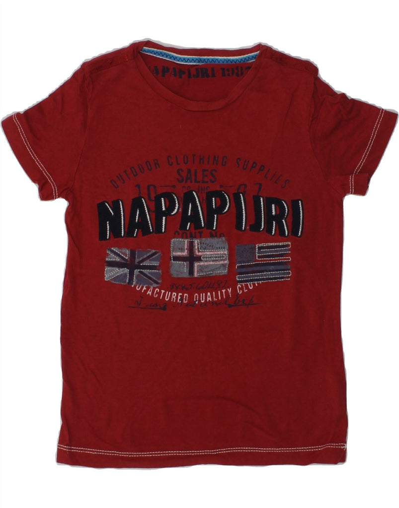 NAPAPIJRI Boys Graphic T-Shirt Top 3-4 Years Red Cotton | Vintage Napapijri | Thrift | Second-Hand Napapijri | Used Clothing | Messina Hembry 