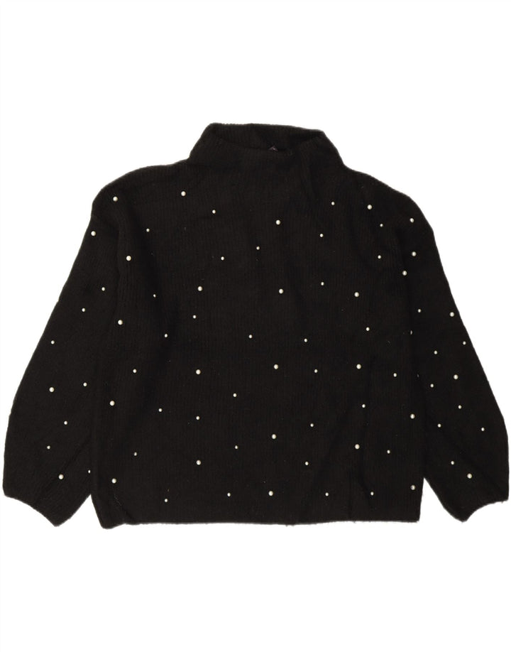 Marks & Spencer Womens Turtle Neck Jumper Sweater UK 14 Large Black Acrylic