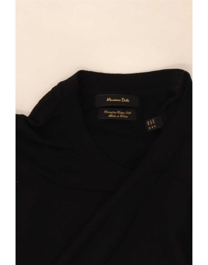 Massimo Dutti Mens Short Sleeve Crew Neck Jumper Sweater Medium Black