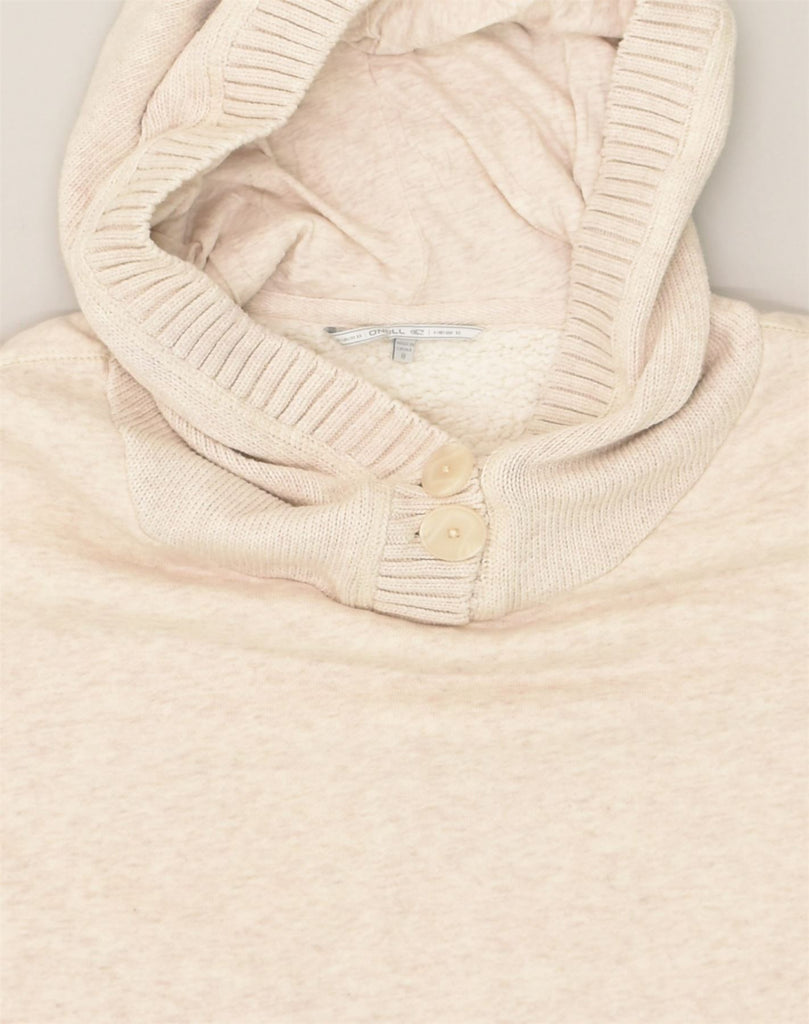 O'NEILL Womens Sherpa Hoodie Jumper UK 8 Small Beige Cotton | Vintage O'Neill | Thrift | Second-Hand O'Neill | Used Clothing | Messina Hembry 