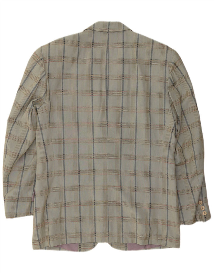 VINTAGE Mens 2 Button Blazer Jacket IT 52 XL Grey Check Viscose
