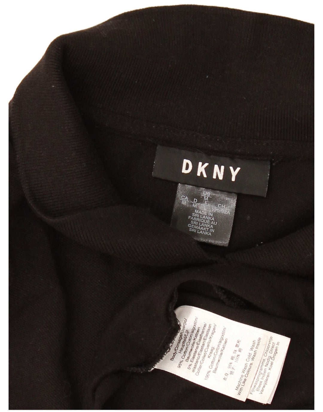 Dkny Womens Polo Dress UK 14 Large Black Cotton