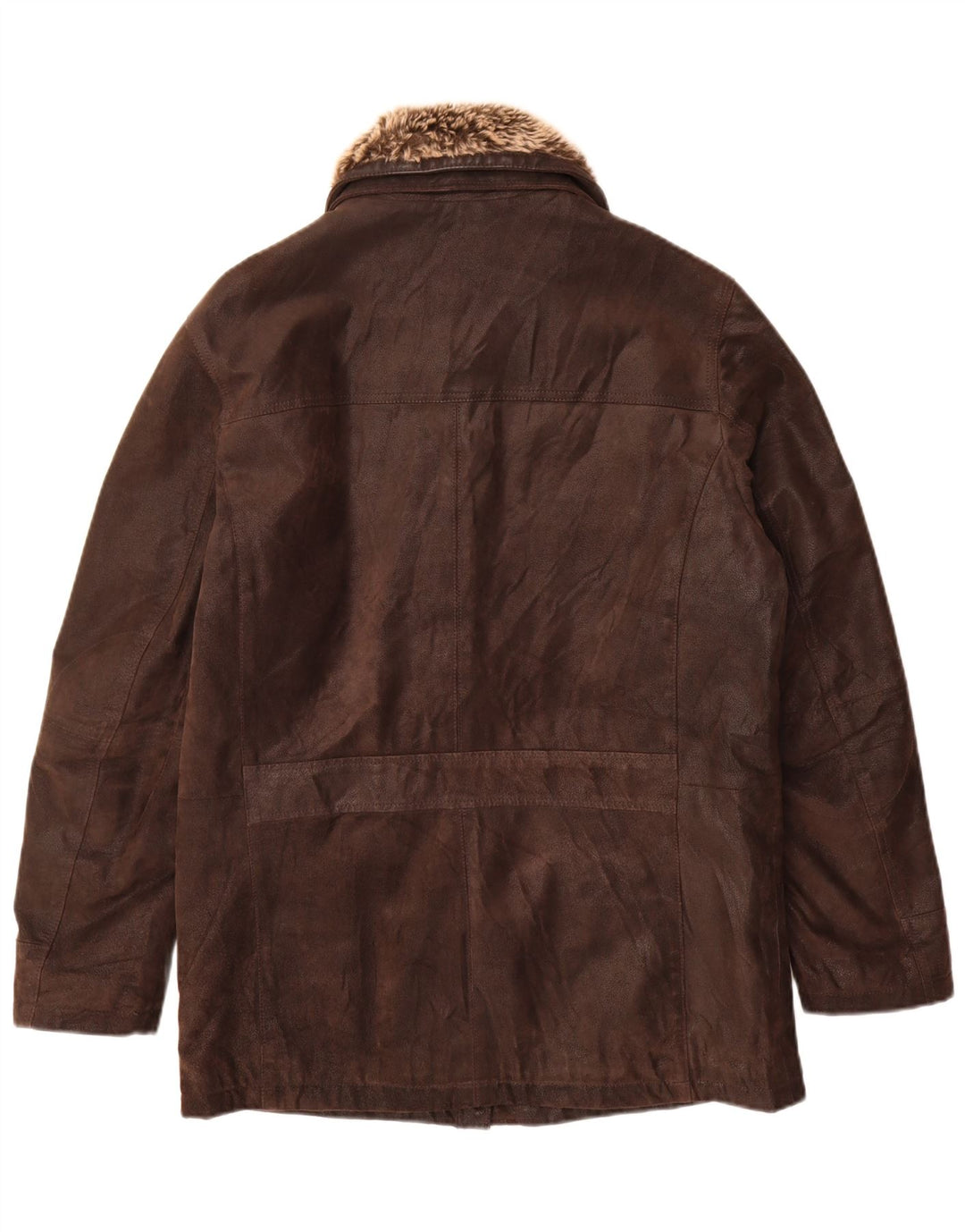 Vintage Mens Leather Coat IT 48 Medium Brown Leather