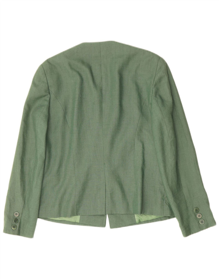 Gerry Weber Womens 1 Button Blazer Jacket EU 38 Medium Green Linen