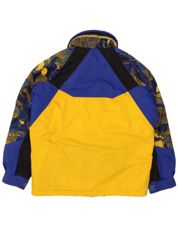 Fila Mens Hooded Ski Jacket IT 46 Small Yellow Colourblock Polyester Sports