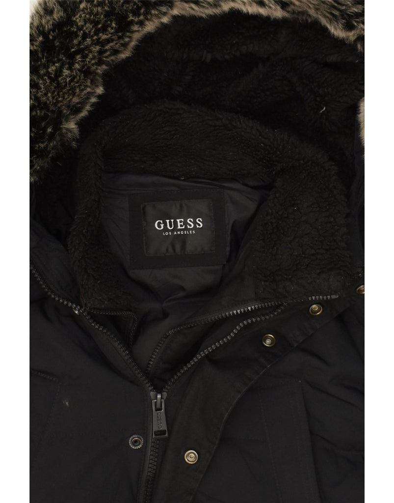 GUESS Mens Hooded Padded Coat UK 42 XL Black Polyester | Vintage Guess | Thrift | Second-Hand Guess | Used Clothing | Messina Hembry 