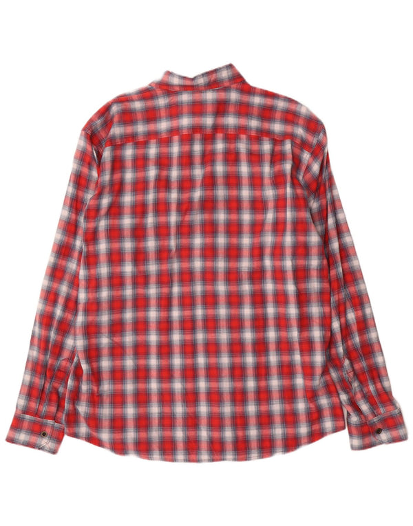 Wrangler Mens Western Flannel Shirt XL Red Check Cotton