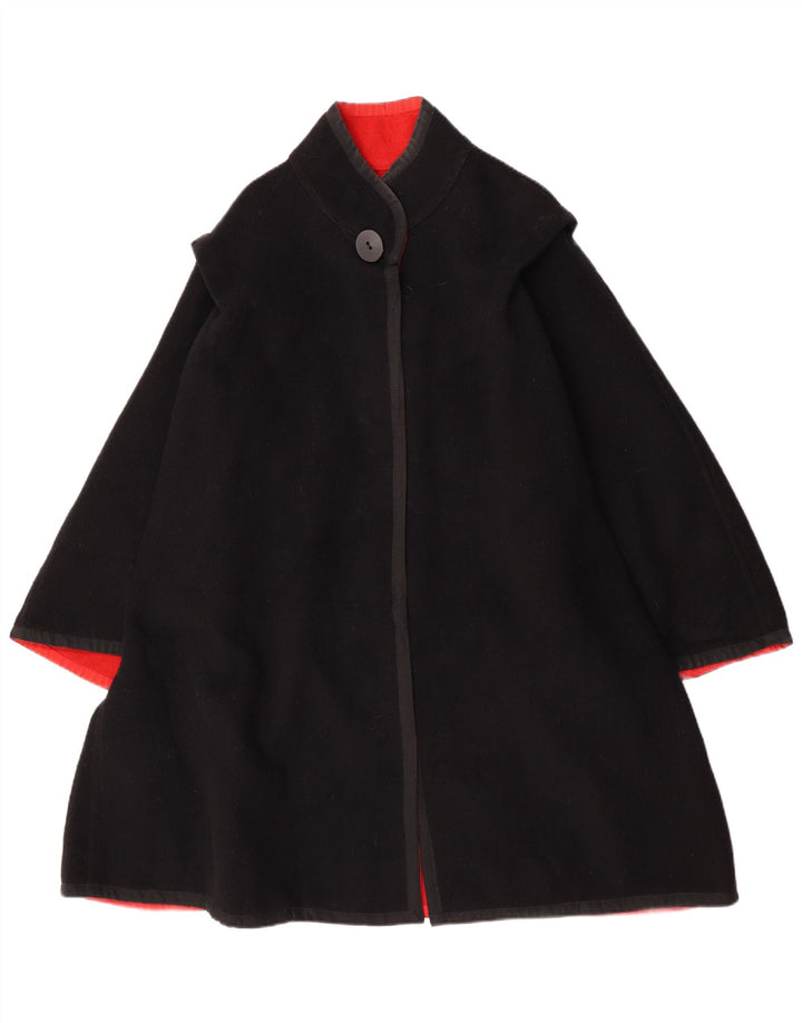 Vintage Womens Reversible Overcoat UK 14 Medium Black Colourblock