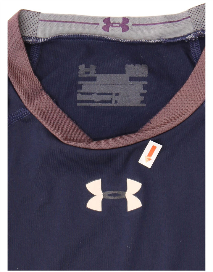 UNDER ARMOUR Mens Graphic T-Shirt Top Small Navy Blue Polyester Sports