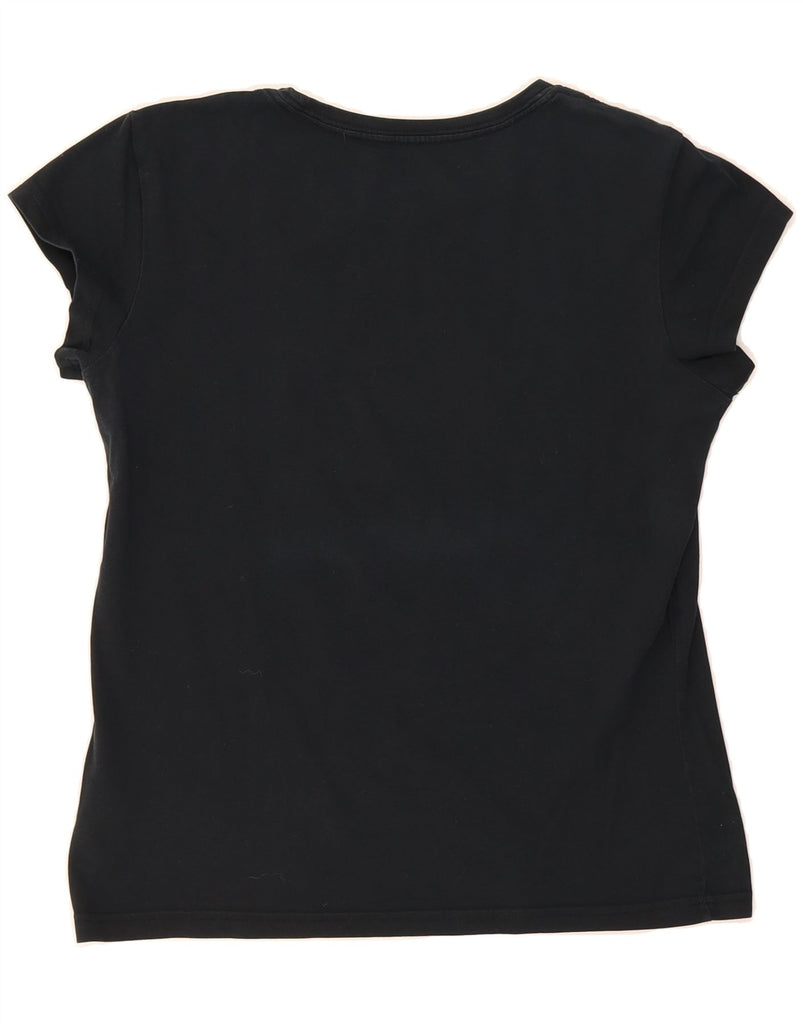 ADIDAS Womens Climalite Graphic T-Shirt Top UK 12/14 Medium Black Cotton Vintage Adidas and Second-Hand Adidas from Messina Hembry 