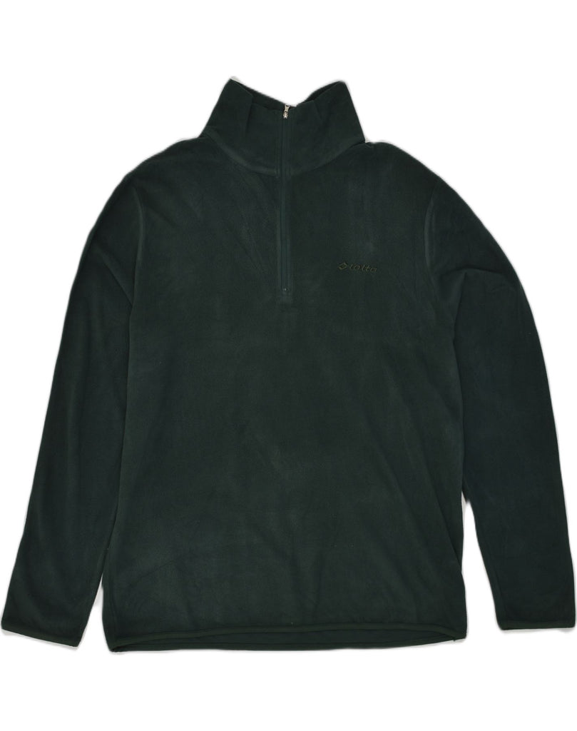 LOTTO Mens Zip Neck Fleece Jumper 2XL Green Polyester | Vintage Lotto | Thrift | Second-Hand Lotto | Used Clothing | Messina Hembry 