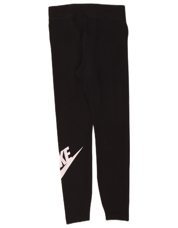 Nike Womens Graphic Leggings UK 12 Medium Black Cotton