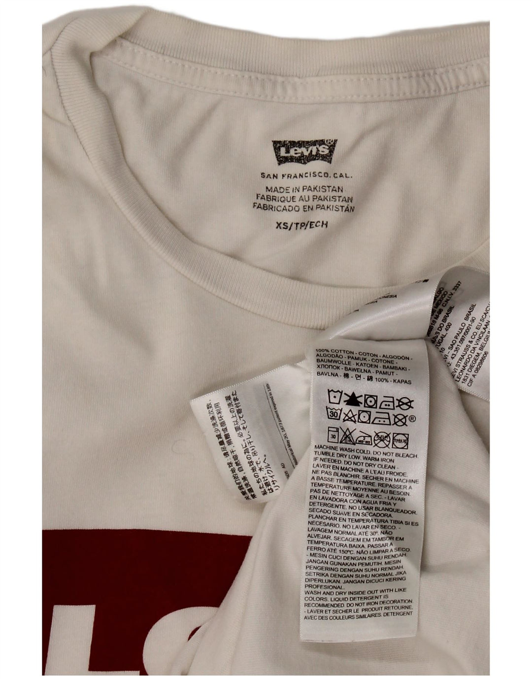 LEVI'S Womens Graphic T-Shirt Top UK 6 XS White Cotton