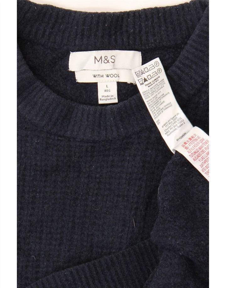 Marks & Spencer Mens Crew Neck Jumper Sweater Large Navy Blue Acrylic