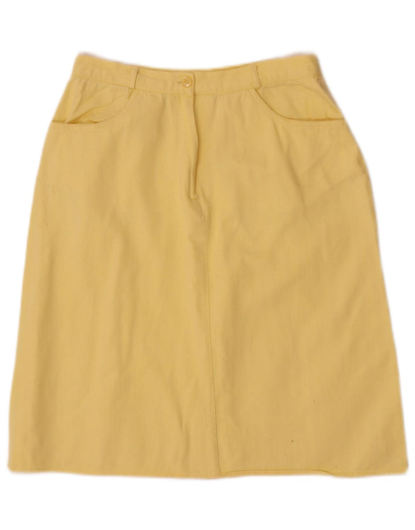Caesar Womens High Waist A-Line Skirt IT 46 Large W26 Yellow Cotton