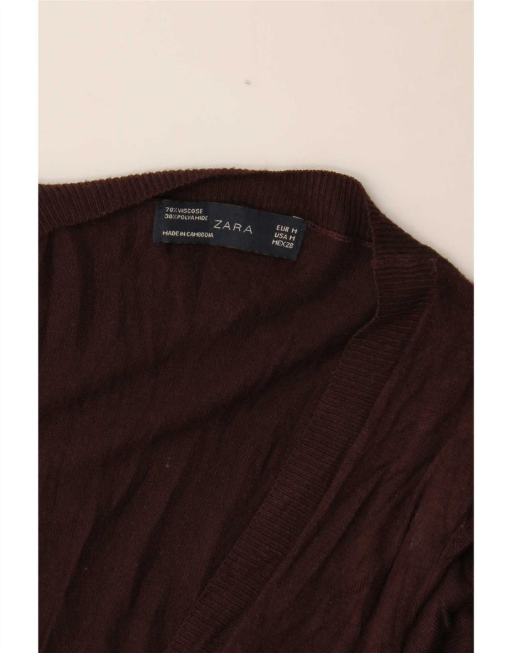Zara Womens Cardigan Sweater UK 12 Medium Brown Viscose