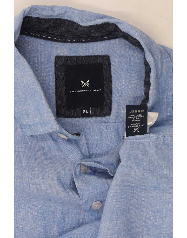 Crew Clothing Mens Short Sleeve Pullover Shirt XL Blue Linen