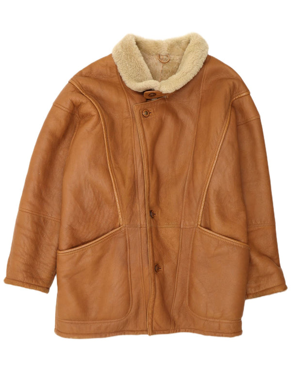 Vinci Mens Shearling Jacket UK 40 Large Brown Leather