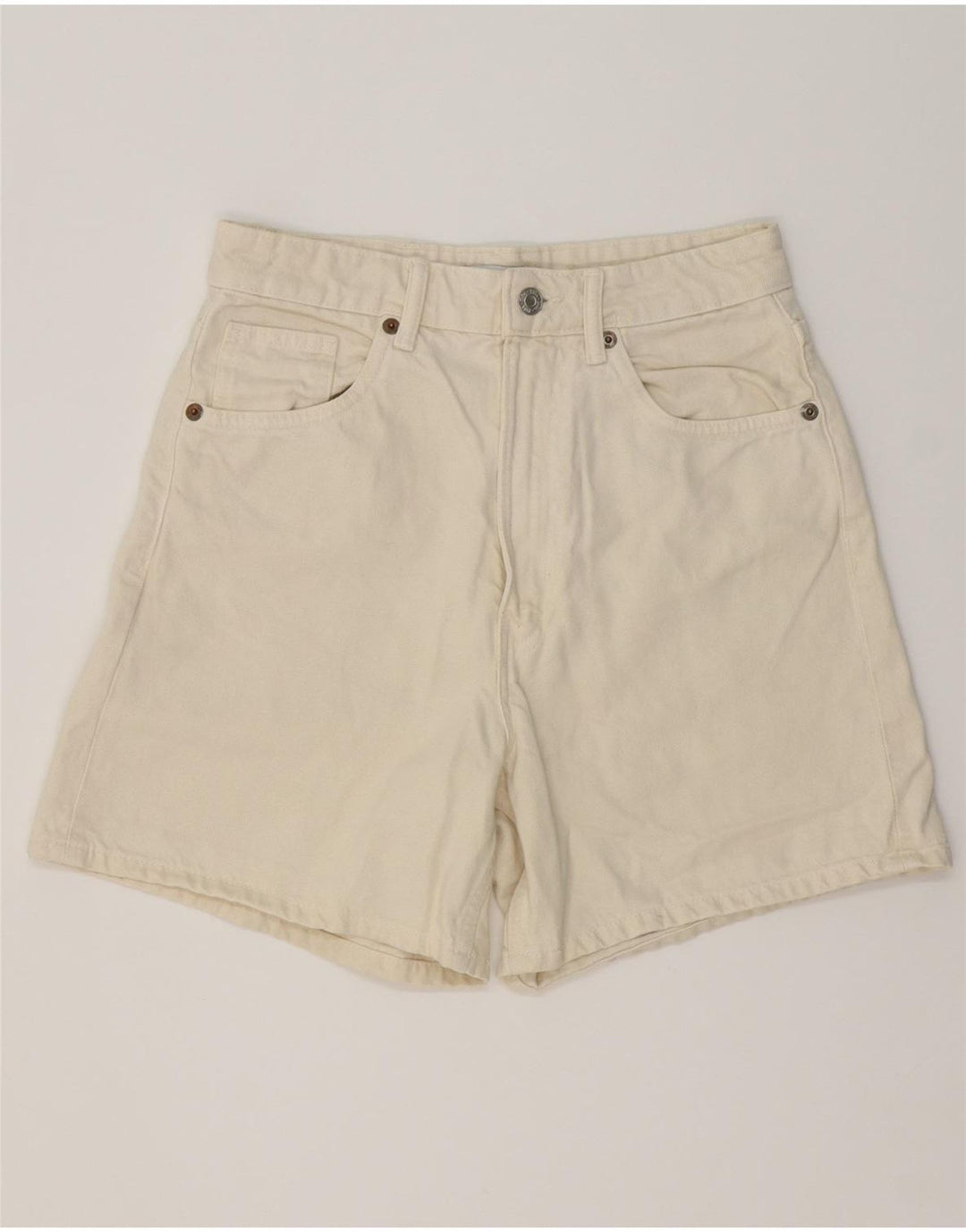 Zara Womens Denim Shorts EU 38 Small W28  Off White Cotton