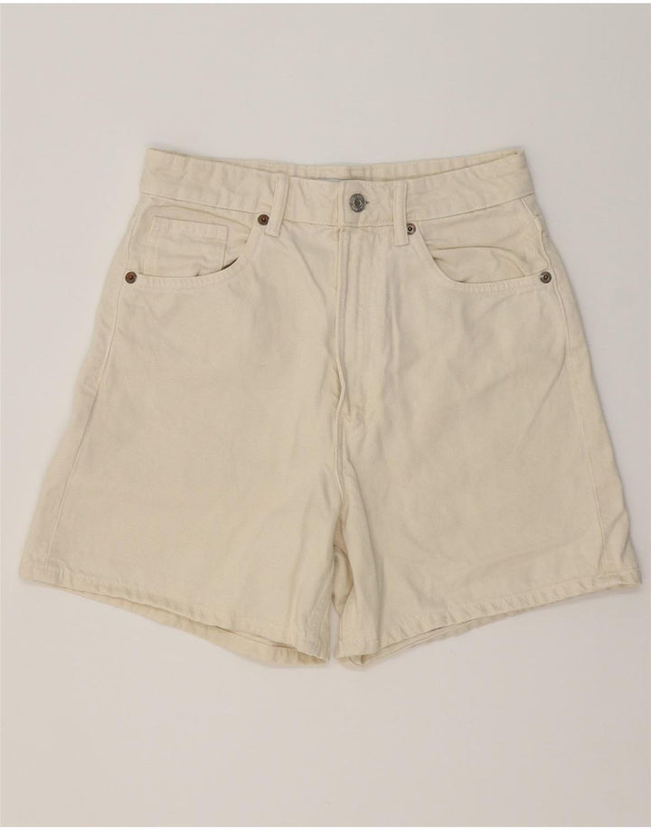 Zara Womens Denim Shorts EU 38 Small W28  Off White Cotton