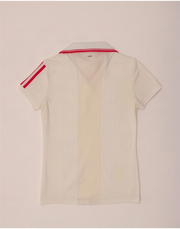 Adidas Womens Polo shirt UK 14 Medium White Colourblock Polyester