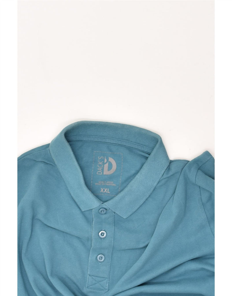 DACK'S Mens Slim Polo Shirt 2XL Blue Cotton | Vintage Dack's | Thrift | Second-Hand Dack's | Used Clothing | Messina Hembry 