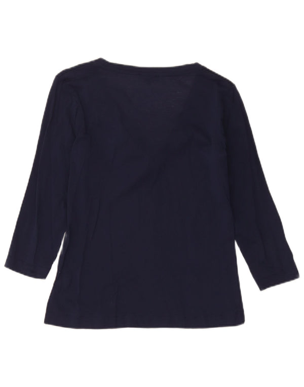 Massimo Dutti Womens 3/4 Sleeve Blouse Top UK 12 Medium Navy Blue