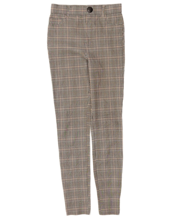 Zara Womens Skinny Casual Trousers XS W24 L28 Grey Check Viscose