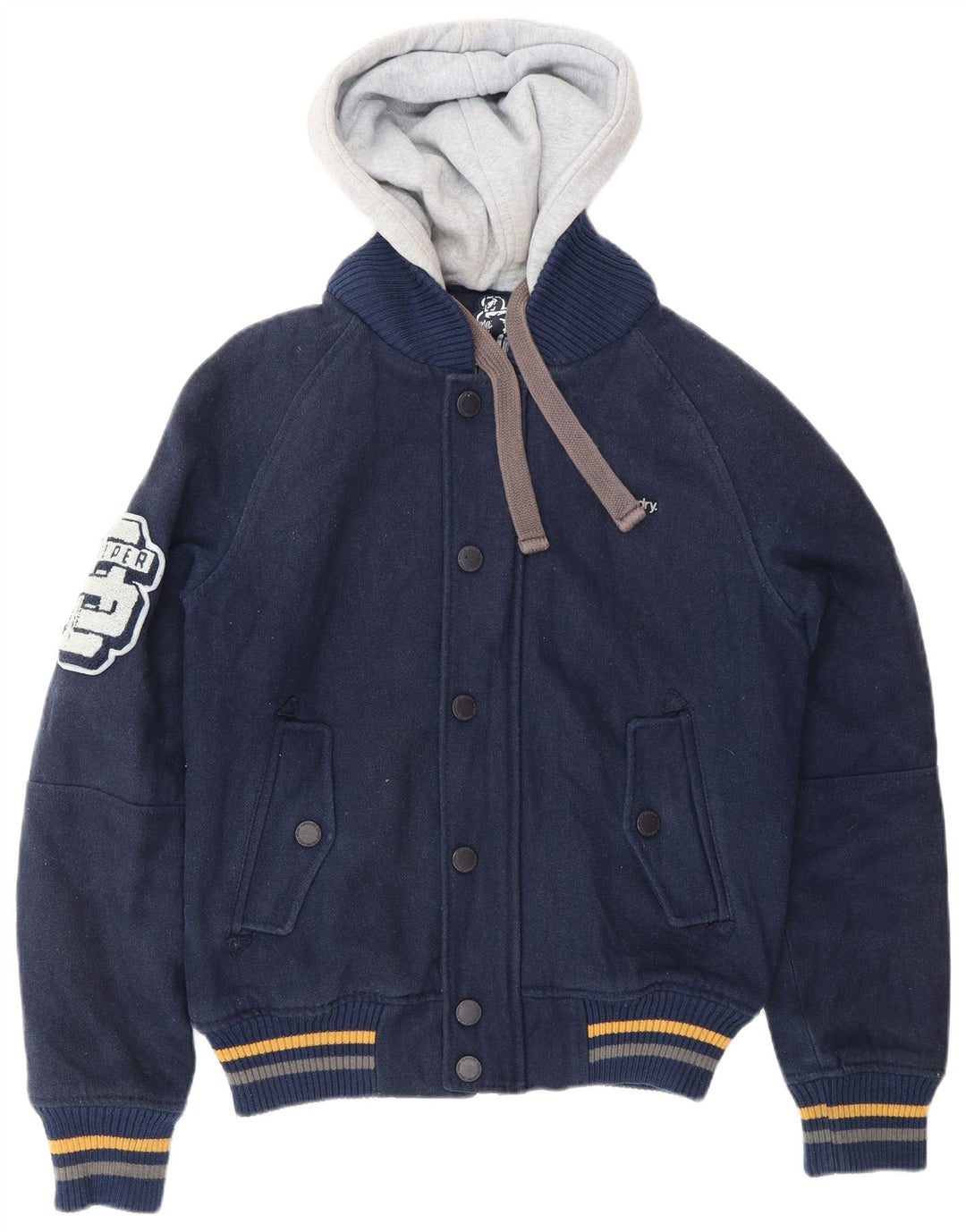 SUPERDRY Mens Graphic Varsity Jacket UK 38 Medium Navy Blue Colourblock