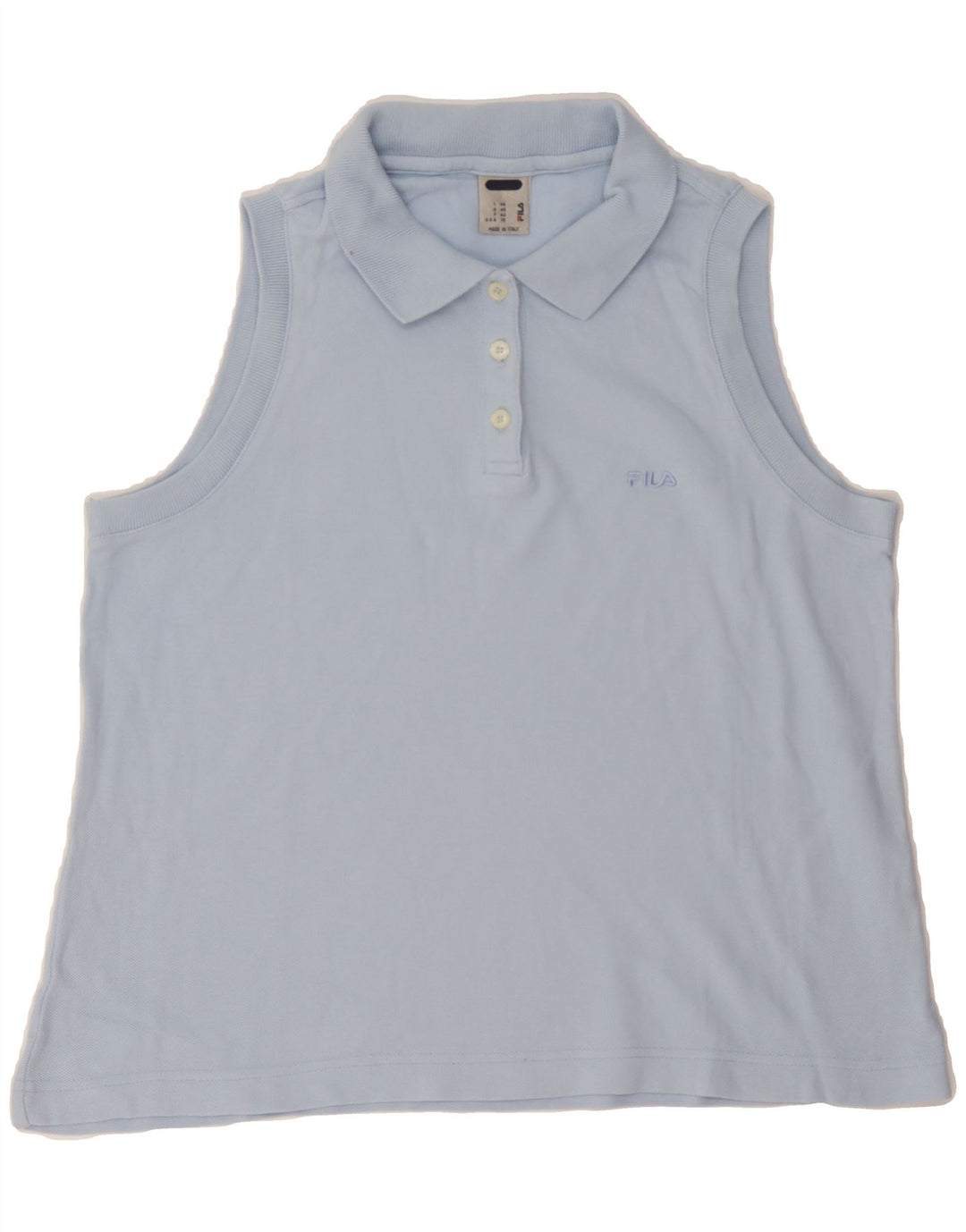 FILA Womens Sleeveless Polo Shirt IT 46 Large Blue Cotton Vintage Fila and Second-Hand Fila from Messina Hembry 