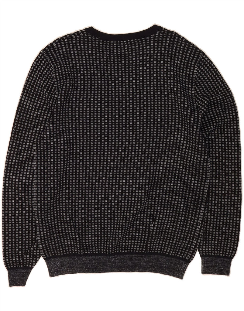 REISS Womens Crew Neck Jumper Sweater Large Black Check Cotton Vintage Reiss and Second-Hand Reiss from Messina Hembry 
