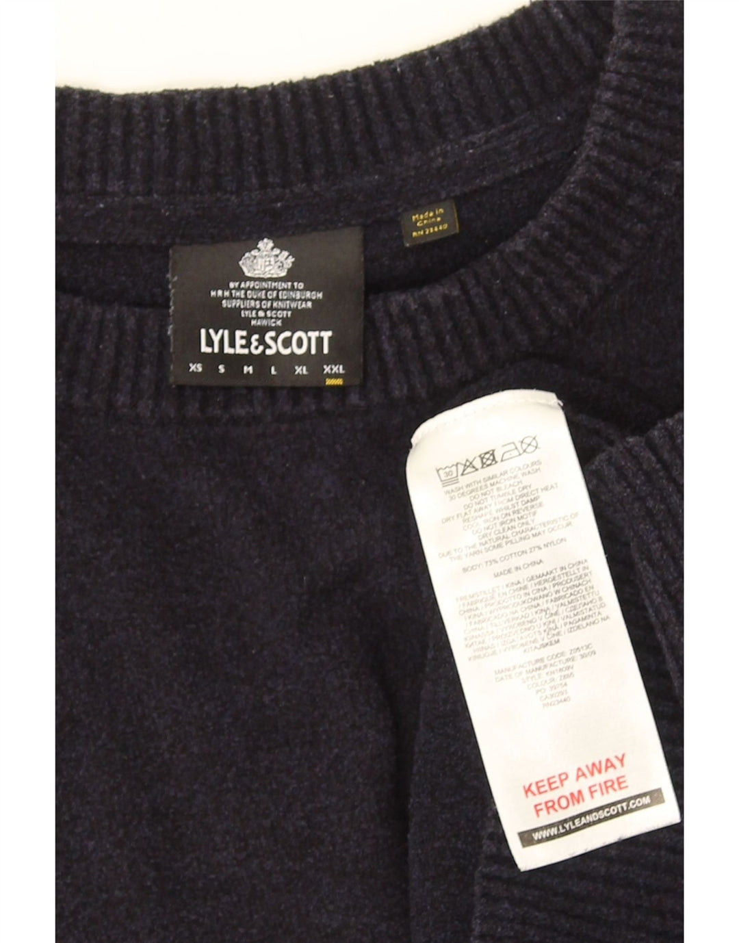 LYLE & SCOTT Mens Crew Neck Jumper Sweater 2XL Navy Blue Cotton