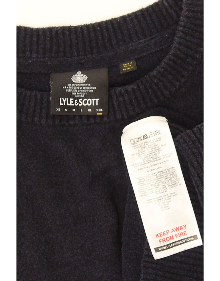 LYLE & SCOTT Mens Crew Neck Jumper Sweater 2XL Navy Blue Cotton