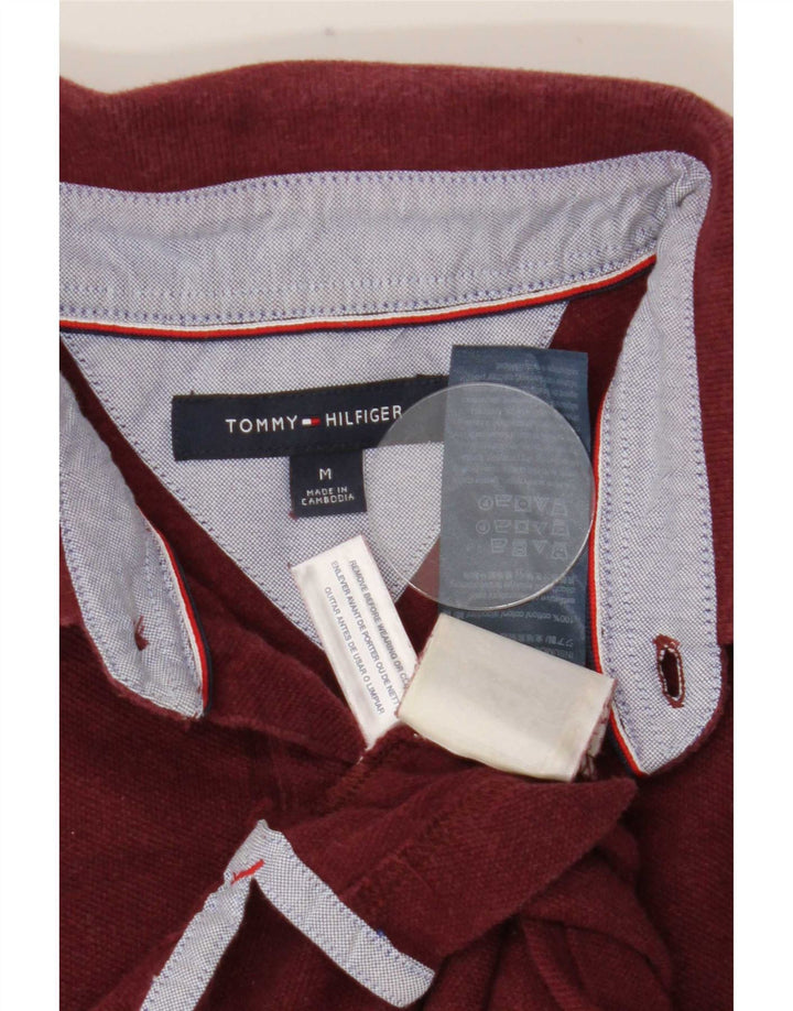 Tommy Hilfiger Mens Polo Shirt Medium Burgundy Cotton
