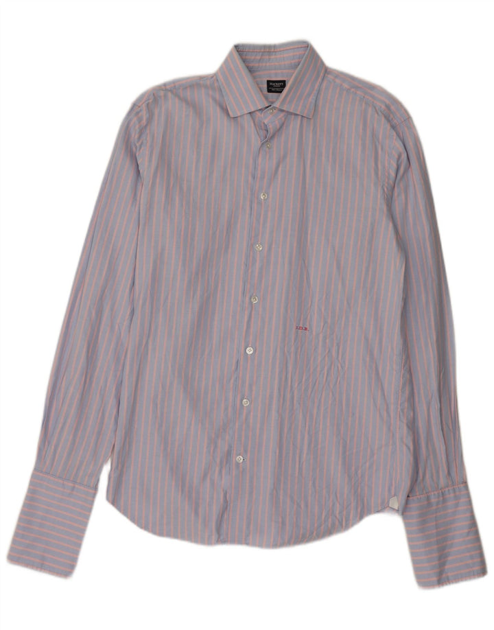 Hackett Mens Formal Shirt Medium Blue Striped