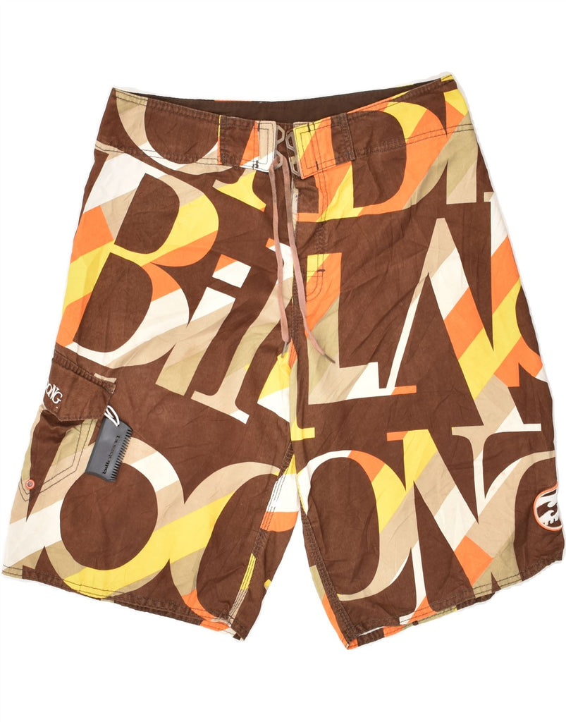 BILLABONG Mens Abstract Pattern Swimming Shorts Large Brown Polyester | Vintage Billabong | Thrift | Second-Hand Billabong | Used Clothing | Messina Hembry 