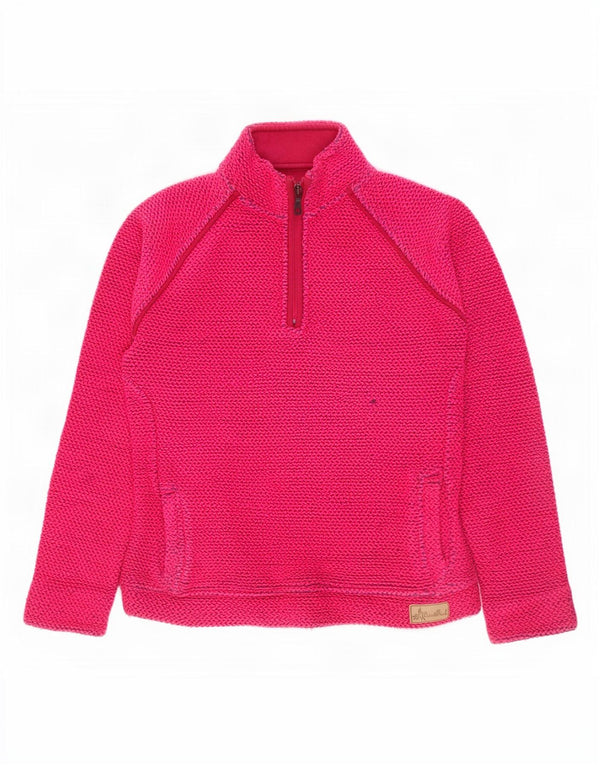 Weird Fish Womens Zip Neck Sweatshirt Jumper UK 10 Small Pink Cotton
