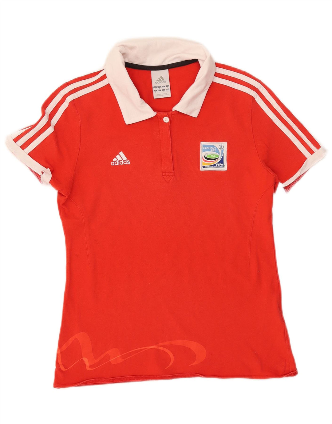 Adidas Womens Graphic Polo Shirt UK 14 Medium Red Cotton