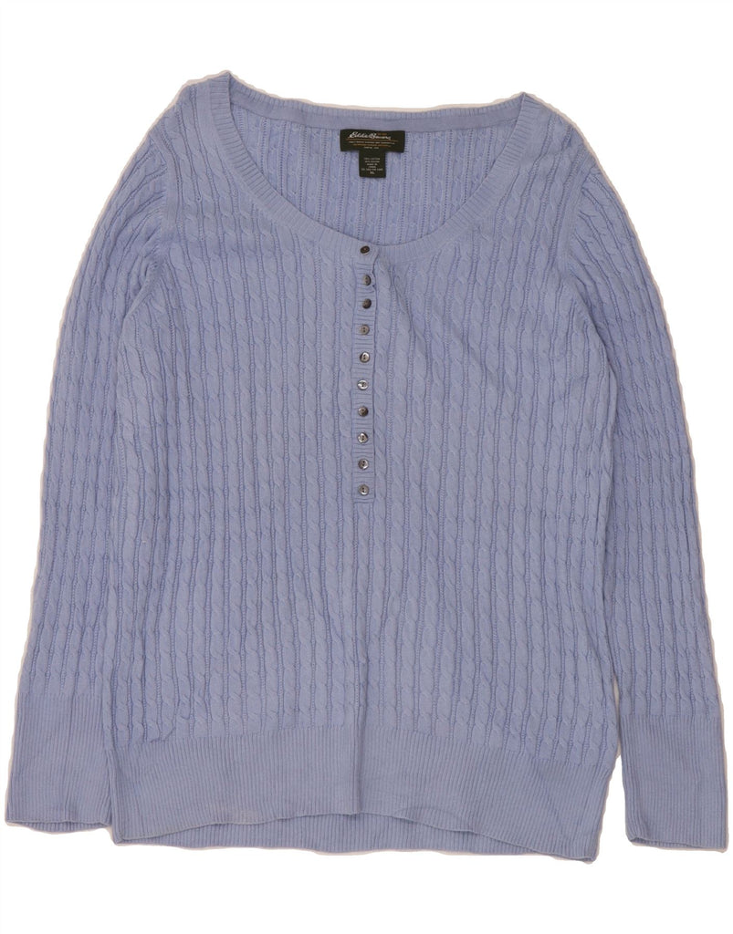 EDDIE BAUER Womens Boat Neck Jumper Sweater UK 18 XL Blue Cotton Vintage Eddie Bauer and Second-Hand Eddie Bauer from Messina Hembry 