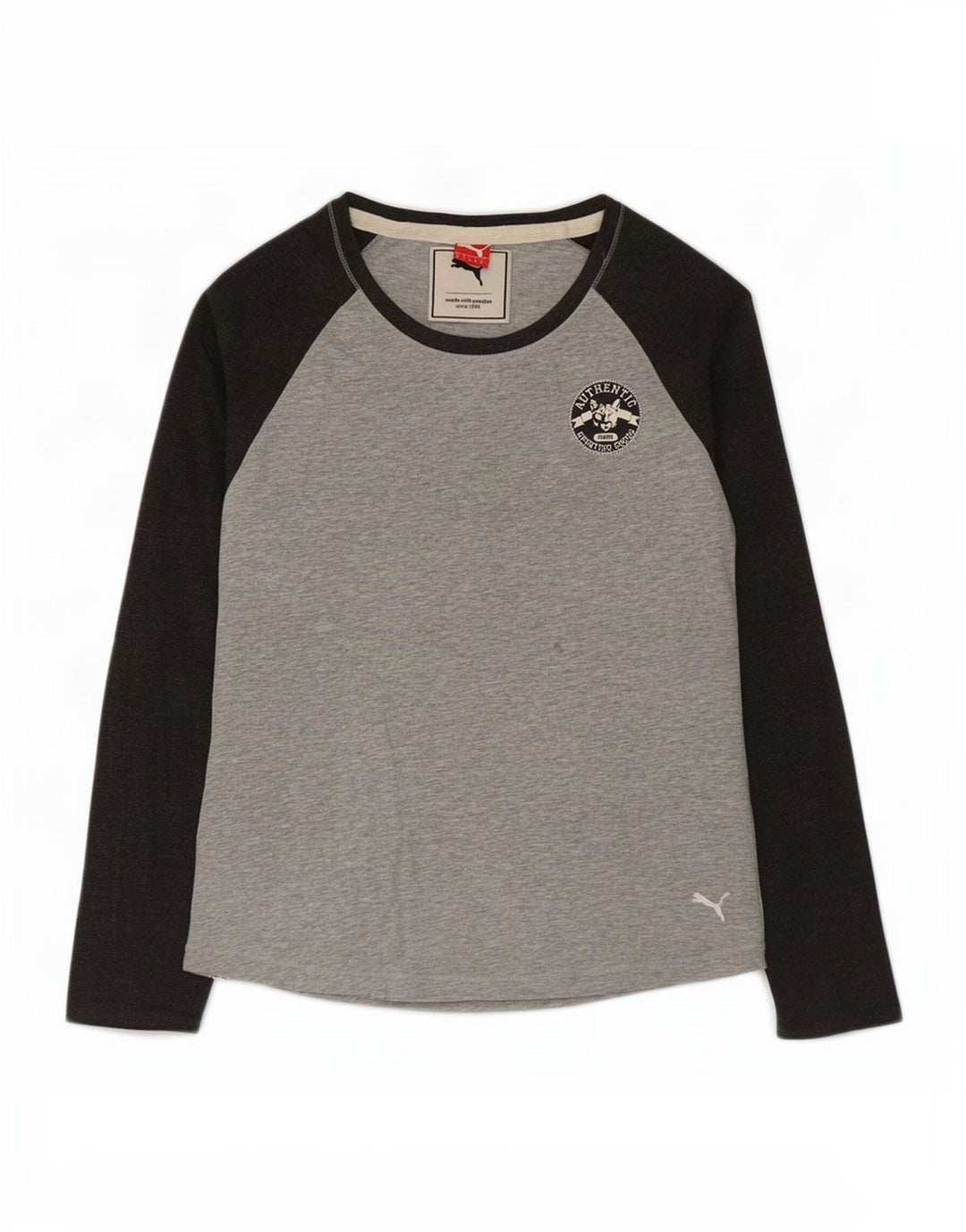 Puma Womens Top Long Sleeve UK 12 Medium Grey Colourblock Cotton