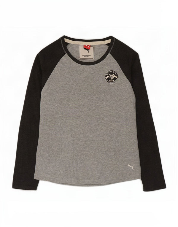 Puma Womens Top Long Sleeve UK 12 Medium Grey Colourblock Cotton