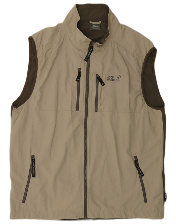 JACK WOLFSKIN Mens Utility Gilet UK 50 3XL Khaki Colourblock Polyester
