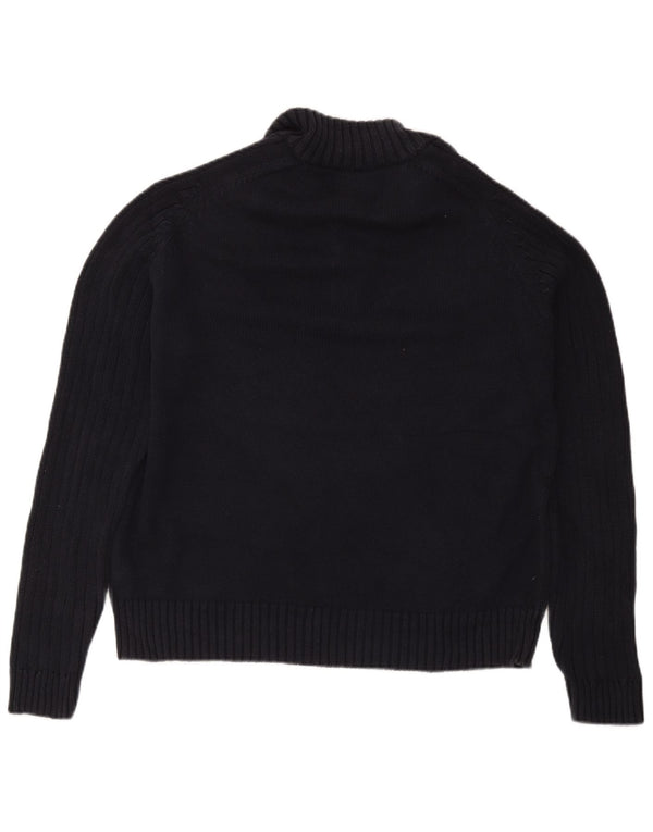 Marks & Spencer Mens Blue Harbour Button Neck Jumper Sweater Large Navy