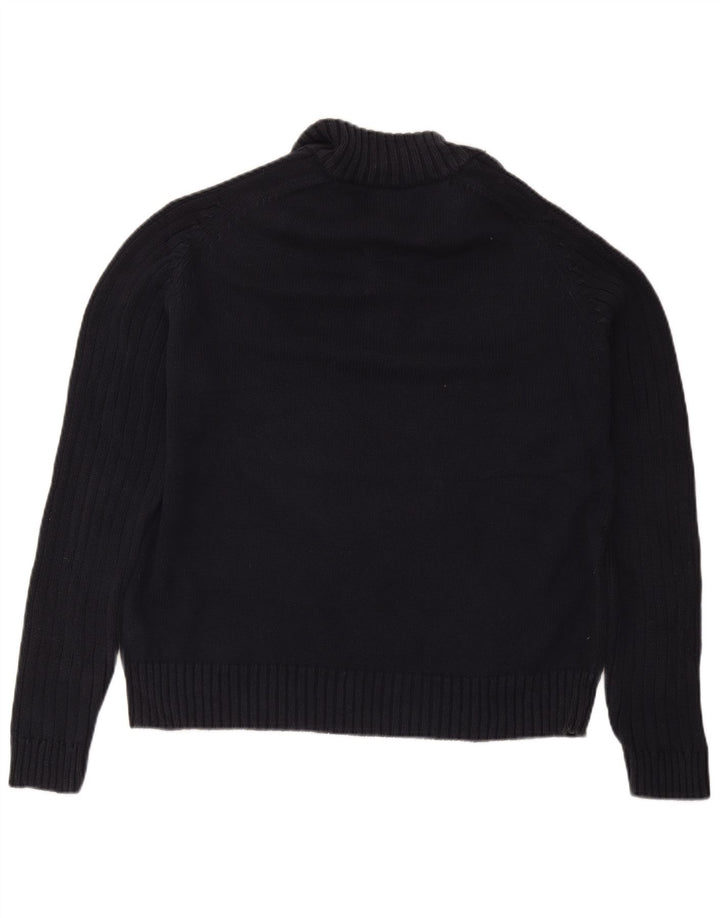 Marks & Spencer Mens Blue Harbour Button Neck Jumper Sweater Large Navy
