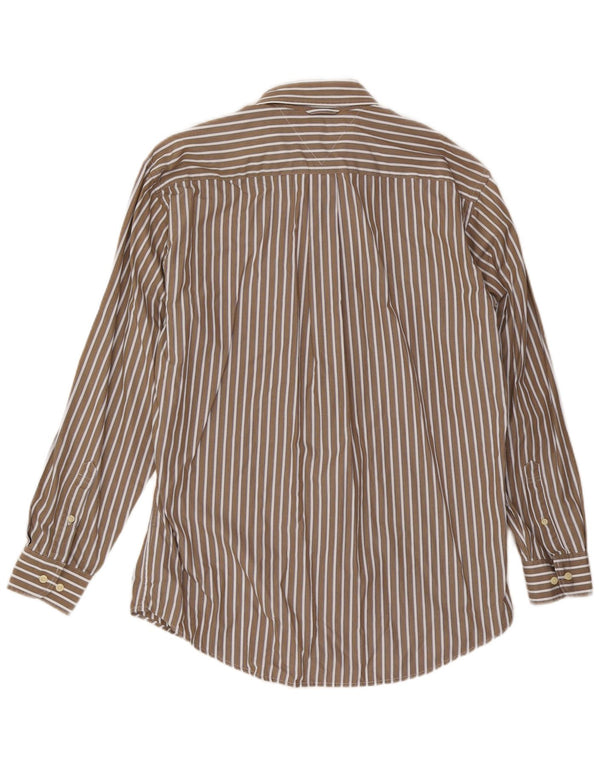 Tommy Hilfiger Mens Shirt Medium Beige Striped Cotton