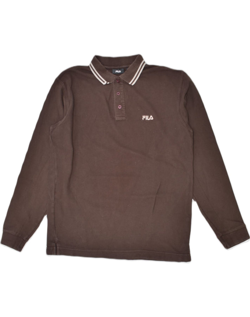 FILA Mens Long Sleeve Polo Shirt Medium Brown Cotton | Vintage Fila | Thrift | Second-Hand Fila | Used Clothing | Messina Hembry 