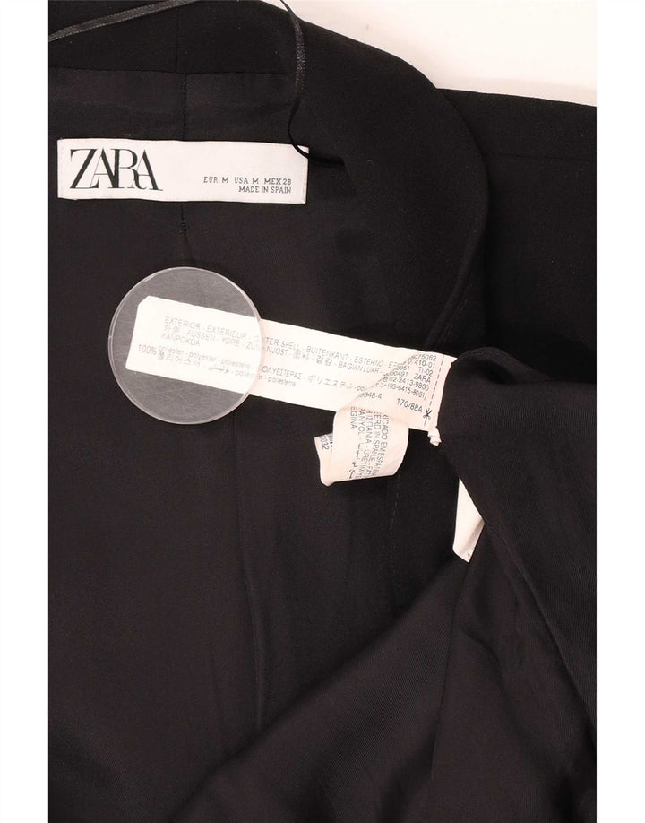 Zara Womens 3/4 Sleeve Open Blazer Jacket UK 14 Medium Black Polyester
